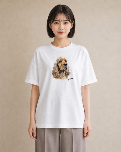 グラフィックTシャツ レディース 白柴 犬 いぬ イラスト 水彩風 春服 ミセス 白T