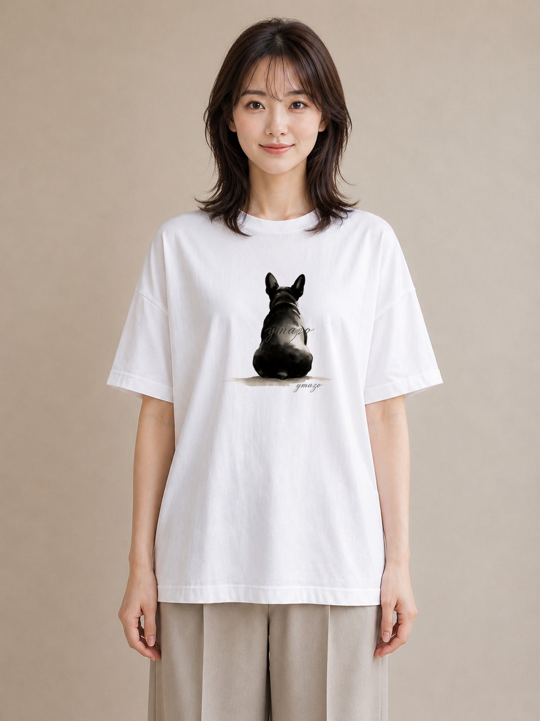 半袖Tシャツ レディース フレンチブルドッグ フレブル 犬 いぬ イラスト 旅行コーデ 自分用 ルームウェア 白T