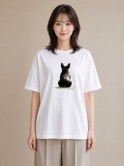 半袖Tシャツ レディース フレンチブルドッグ フレブル 犬 いぬ イラスト 旅行コーデ 自分用 ルームウェア 白T