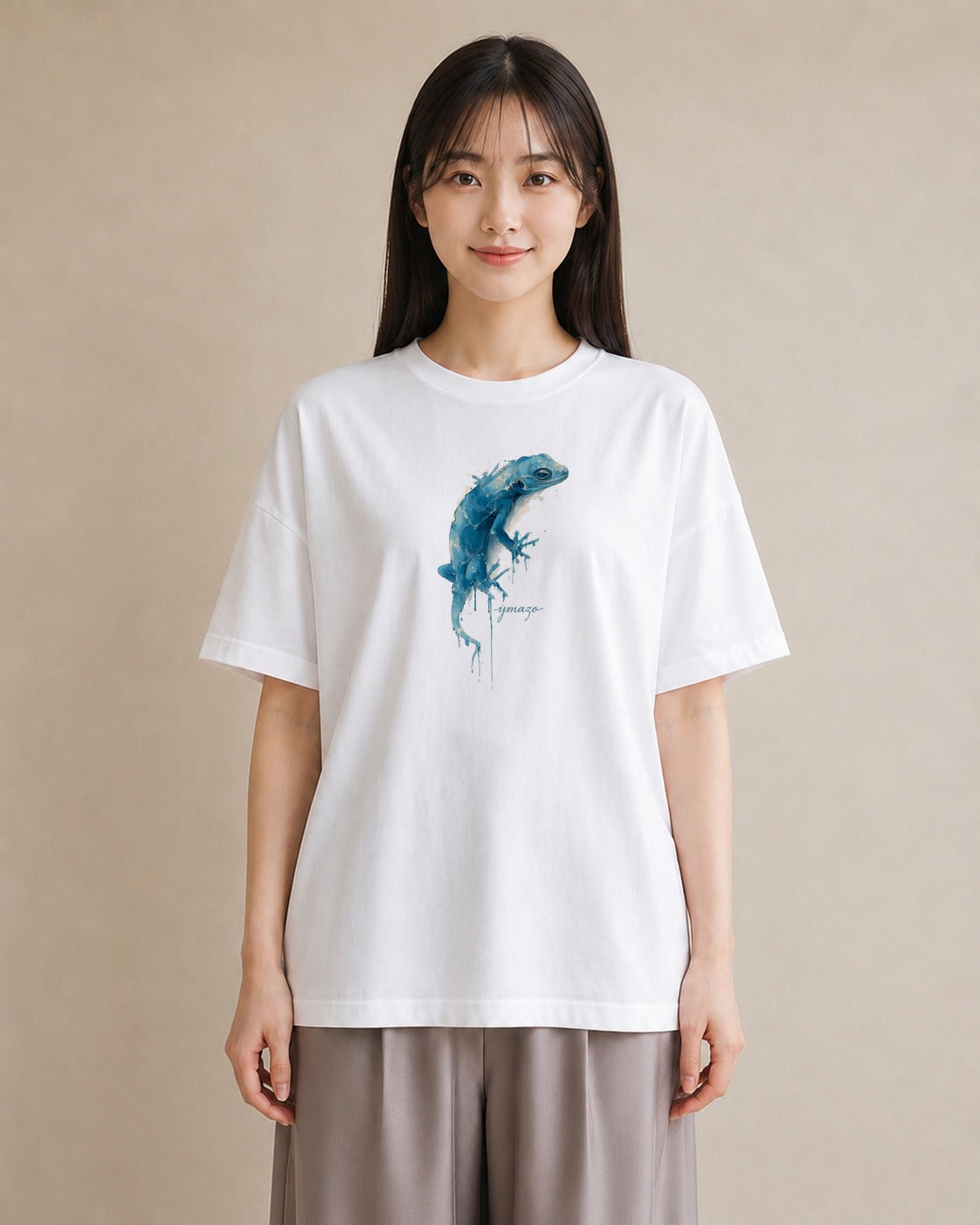 グラフィックTシャツ レディース レオパ ペット 動物 イラスト ミニマル 海 カフェ巡り 白T