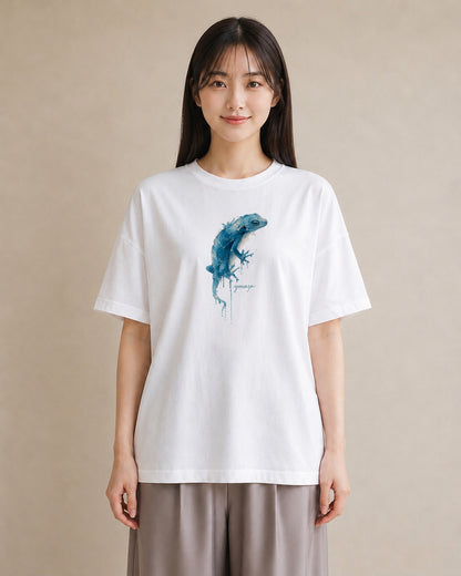 グラフィックTシャツ レディース レオパ ペット 動物 イラスト ミニマル 海 カフェ巡り 白T