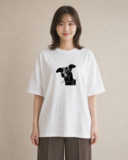 デザインTシャツ レディース イタリアングレーハウンド 犬 いぬ イラスト 個性的 カフェ服 クリスマス 白T