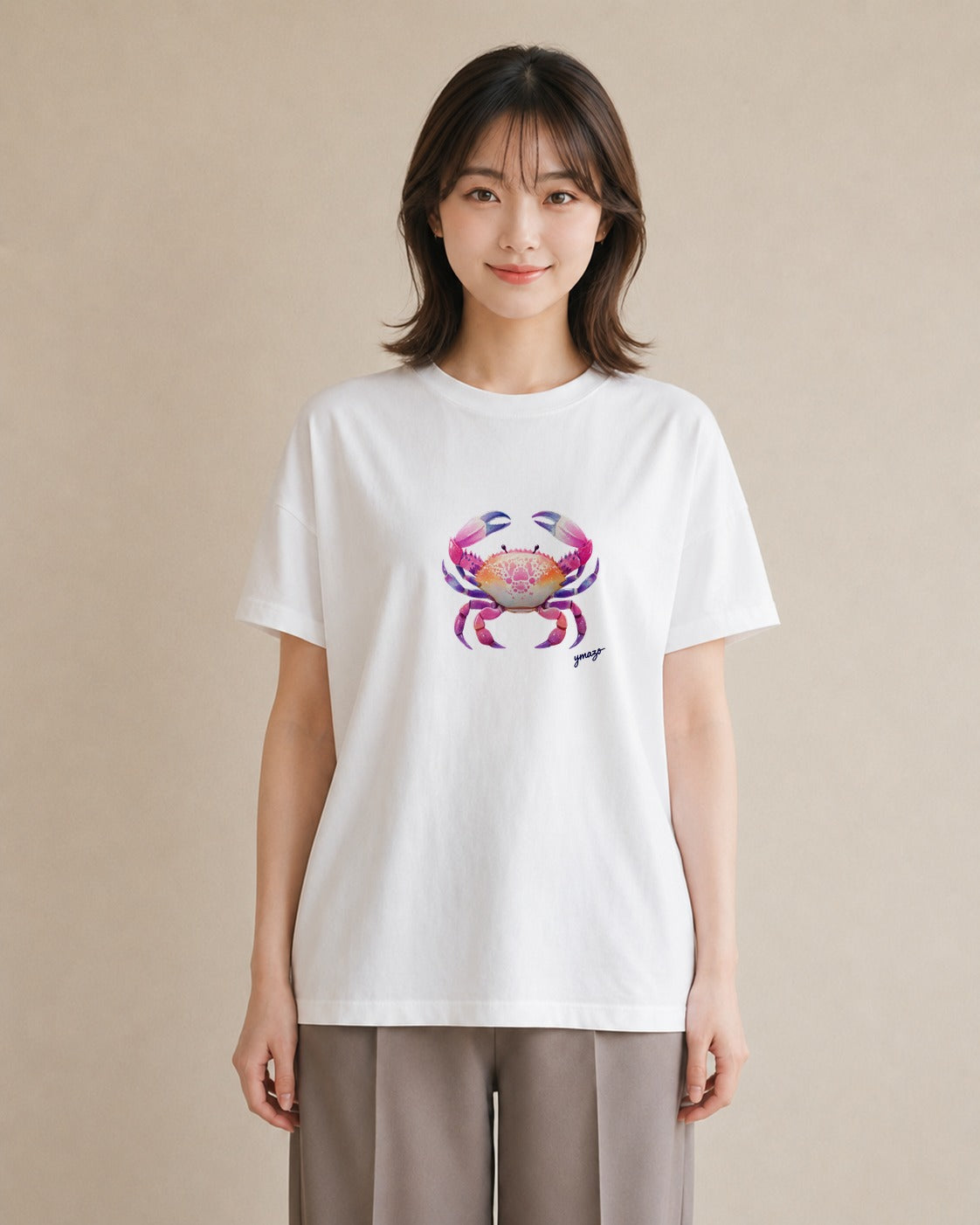 プリントTシャツ レディース エビ 海の生き物 海 イラスト 旅行コーデ お揃い 親子 白T