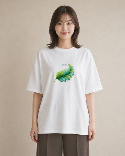 Tシャツ レディース 新緑 植物 ボタニカル イラスト アート風 春コーデ 姉妹 白T