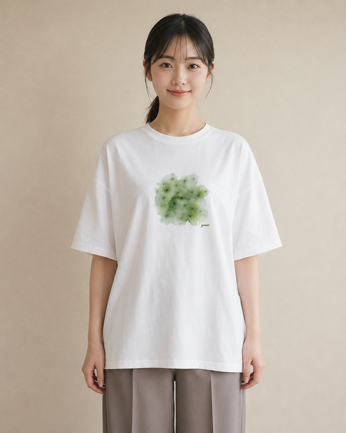 グラフィックTシャツ レディース クローバー 四つ葉 花 花柄 イラスト 線画 夏コーデ 通学 白T