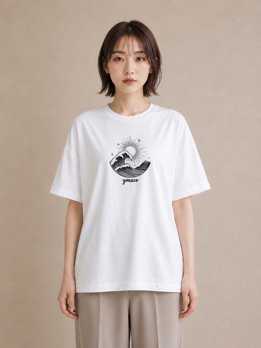 Tシャツ レディース 海 リゾート 夏 イラスト ユニーク 綿100 デート 白T