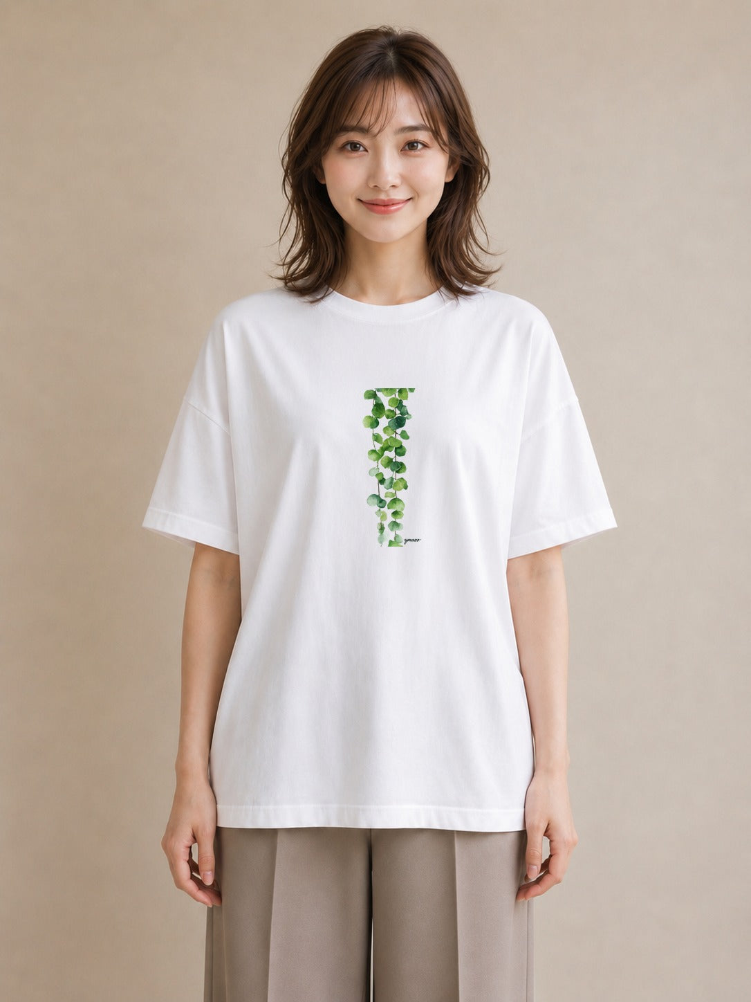 半袖Tシャツ レディース ユーカリ 植物 ボタニカル イラスト ゆるかわ 20代 カジュアルコーデ 白T