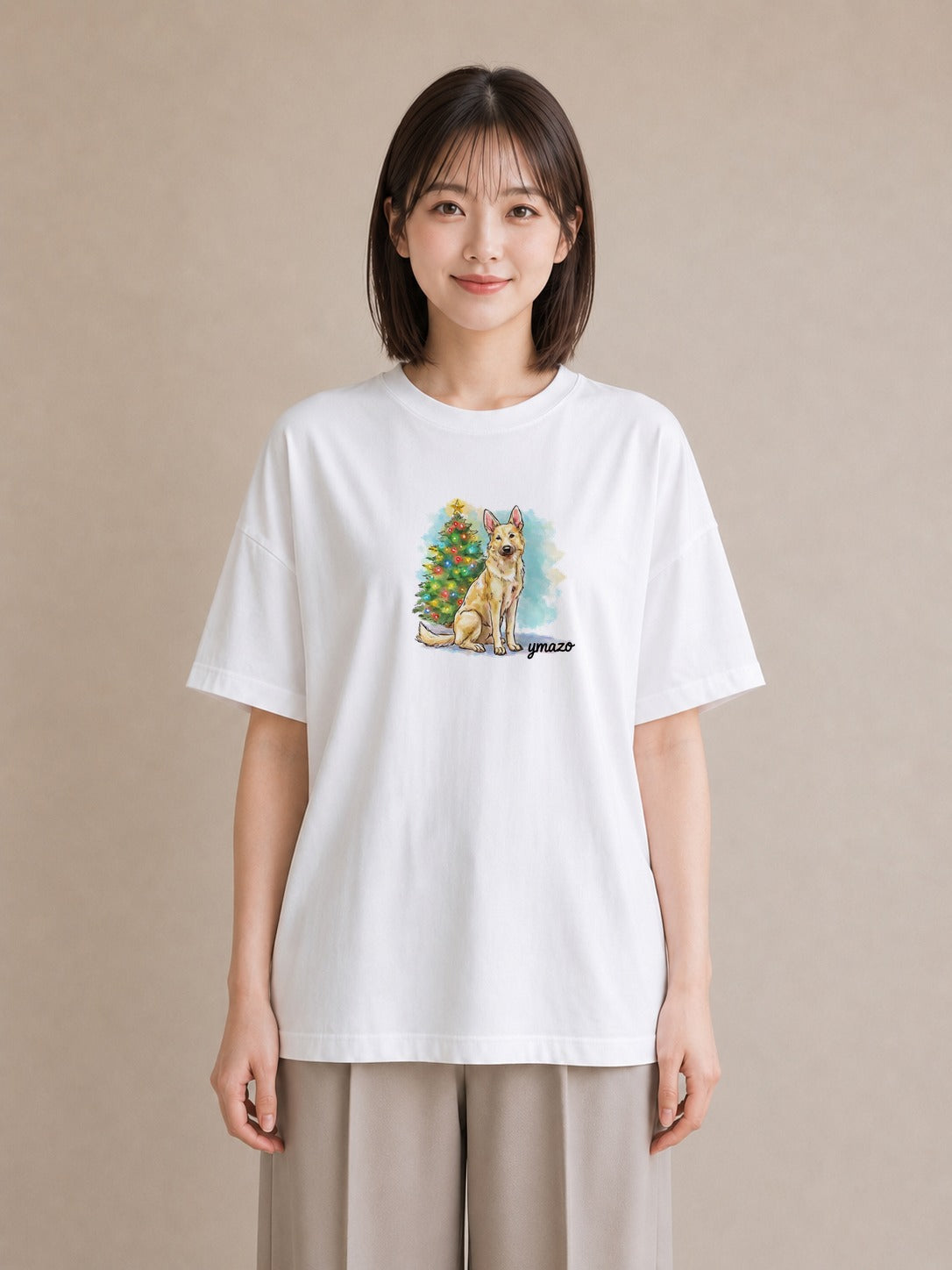 プリントTシャツ レディース ジャーマンシェパード 犬 いぬ イラスト ラフカジュアル お揃い 親子 白T