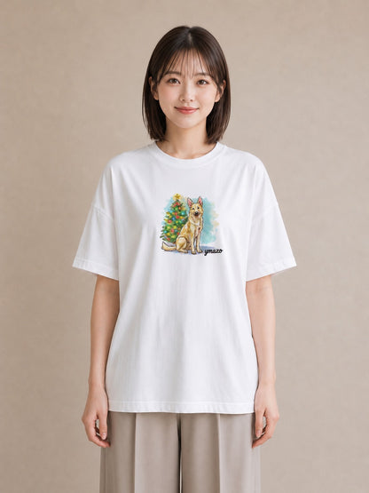 プリントTシャツ レディース ジャーマンシェパード 犬 いぬ イラスト ラフカジュアル お揃い 親子 白T