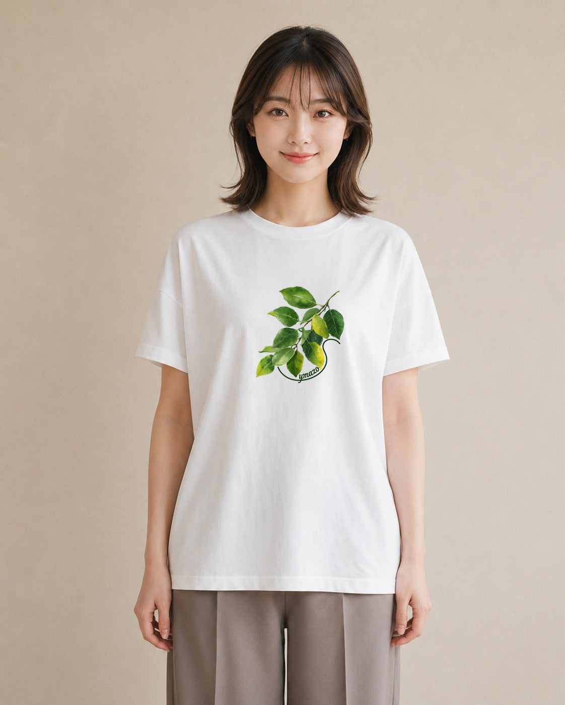 半袖Tシャツ レディース 新緑 植物 ボタニカル イラスト レトロ お揃い 親子 白T