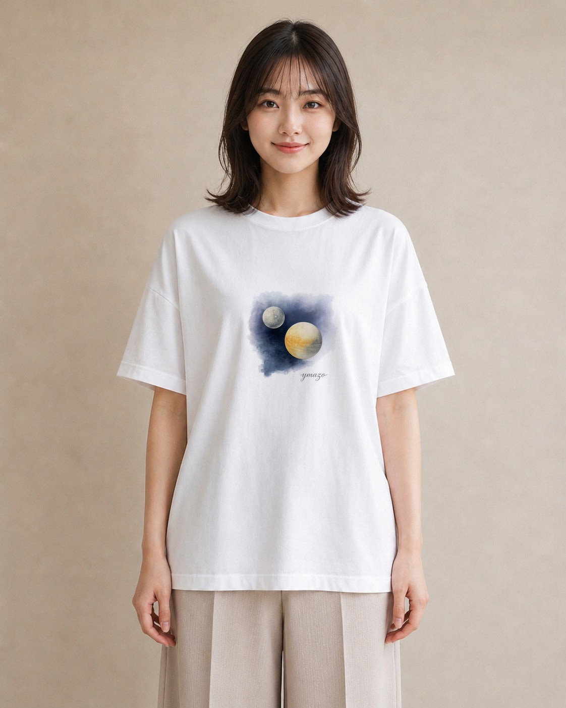 グラフィックTシャツ レディース 宇宙 星空 イラスト ユニーク カジュアルコーデ 買い物 白T