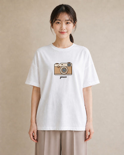 Tシャツ レディース カメラ フィルムカメラ レトロカメラ イラスト ゆるかわ 女性 旅行用 白T