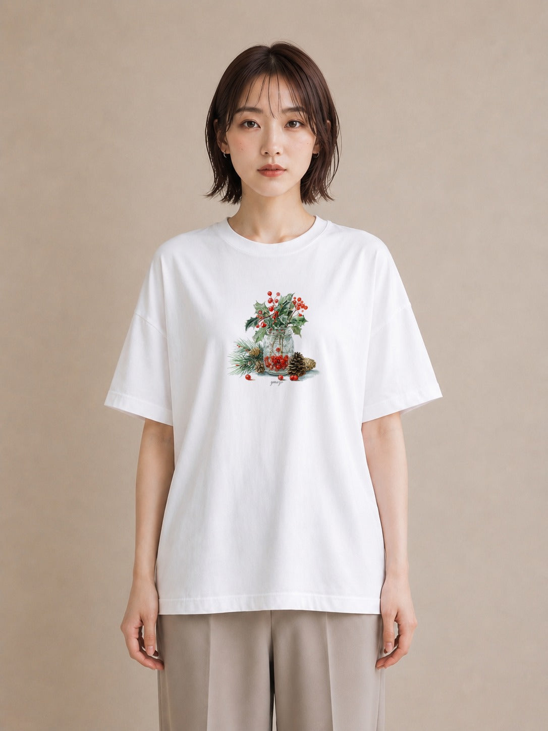 プリントTシャツ レディース 木の実 植物 ボタニカル イラスト 姉妹 送別ギフト 白T