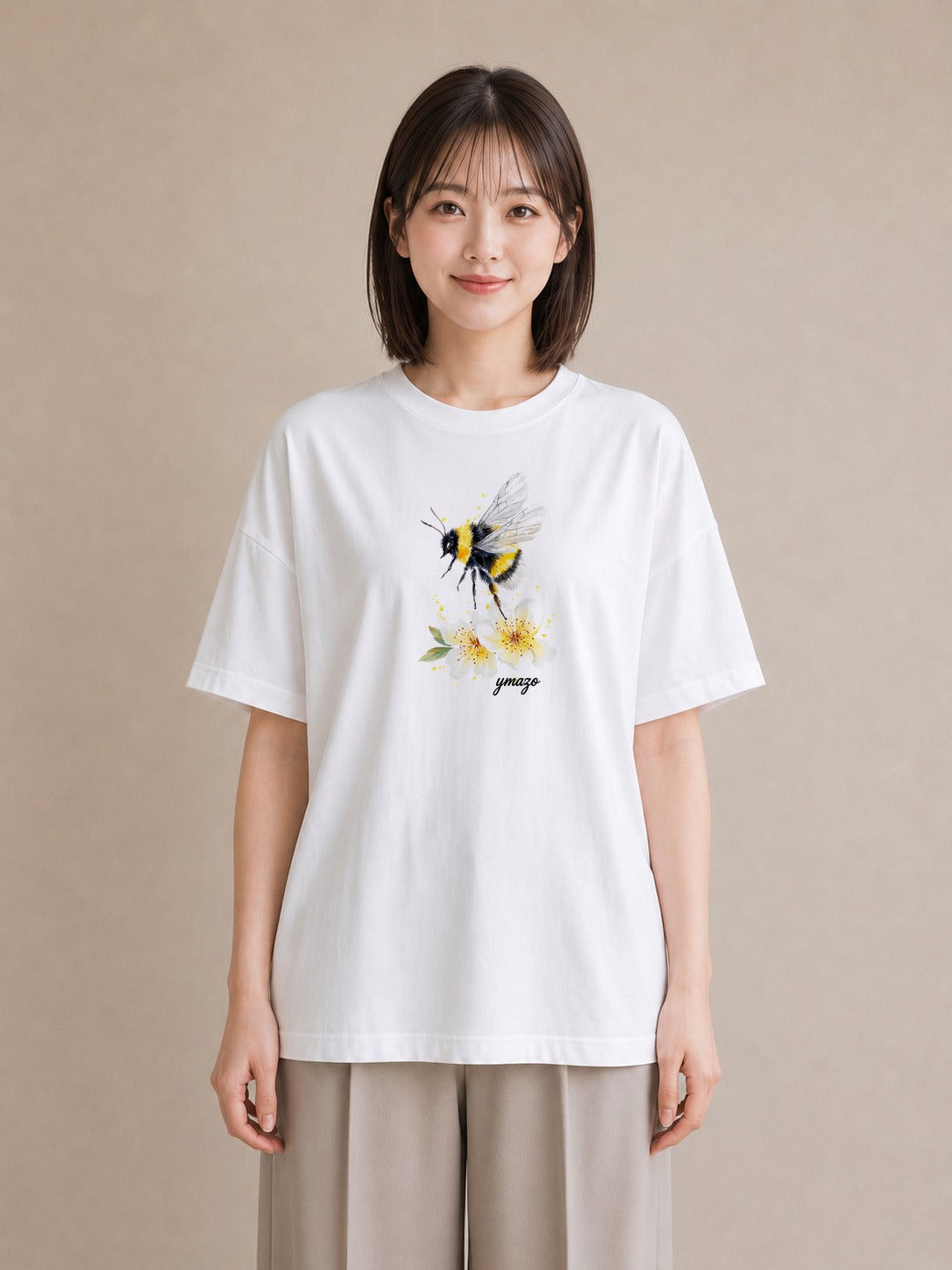 グラフィックTシャツ レディース ハニー 食べ物 フード イラスト 水彩風 女性 旅行用 白T