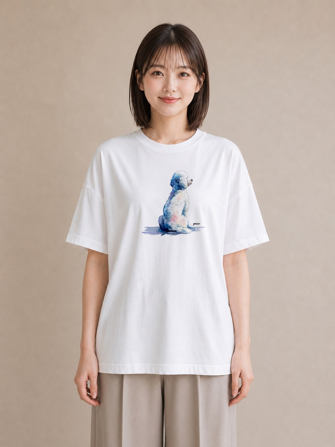 デザインTシャツ レディース 保護犬 犬 いぬ イラスト ボタニカル 在宅 公園 白T