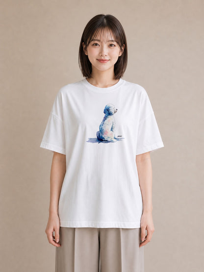 デザインTシャツ レディース 保護犬 犬 いぬ イラスト ボタニカル 在宅 公園 白T