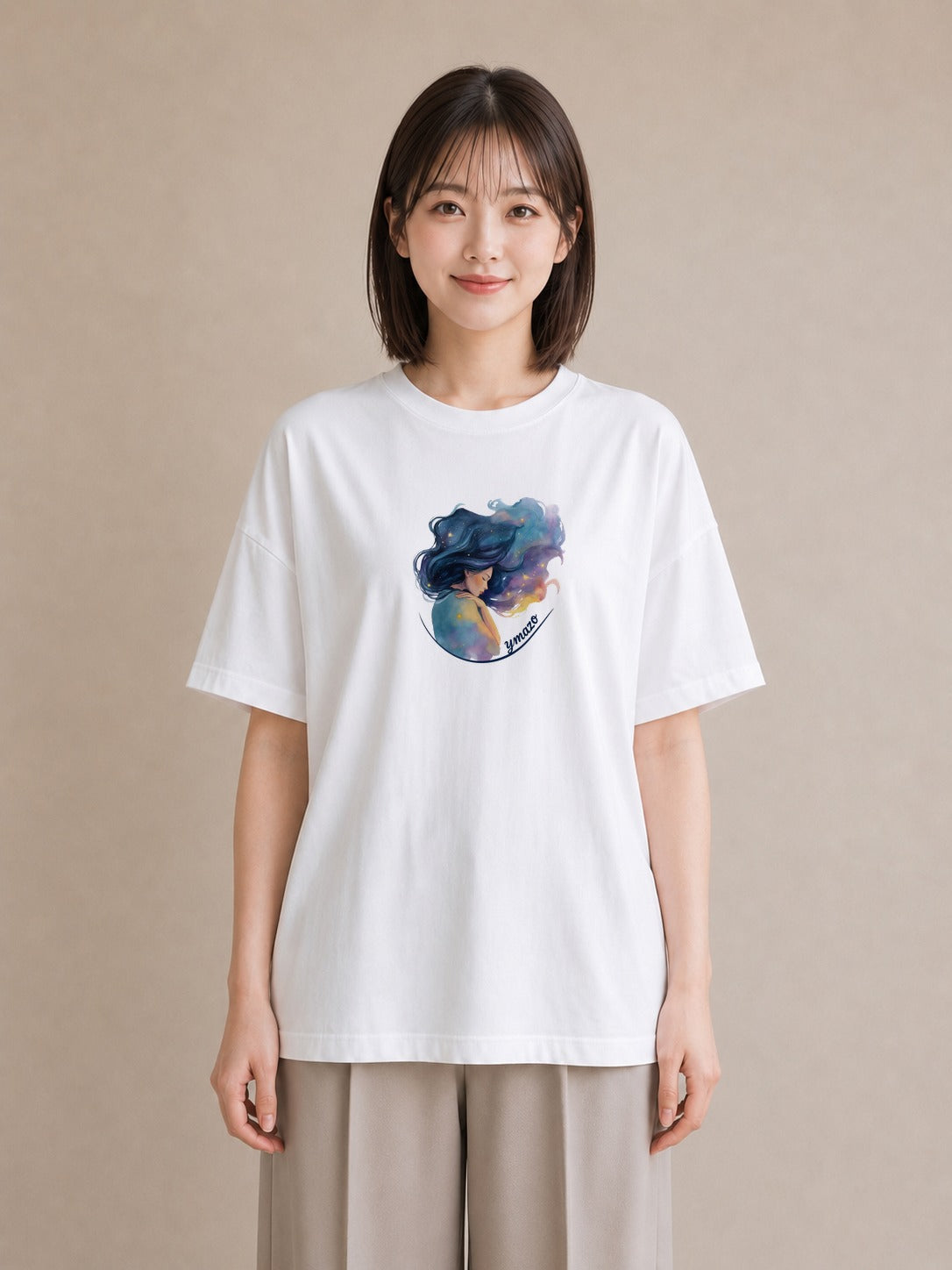 半袖Tシャツ レディース 獅子座 星空 宇宙 イラスト 抜け感 ギフト 母の日 白T