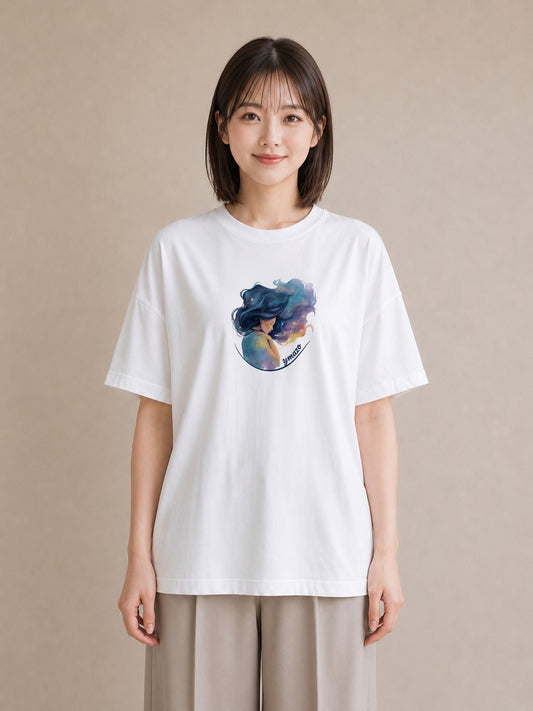 半袖Tシャツ レディース 獅子座 星空 宇宙 イラスト 抜け感 ギフト 母の日 白T
