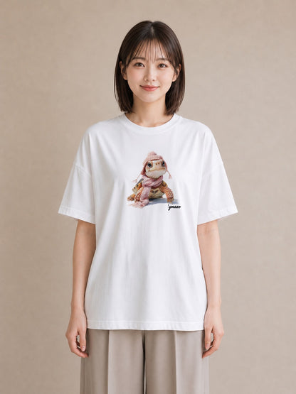 半袖Tシャツ レディース ゼニガメ ペット 動物 イラスト ラフ 20代 カジュアルコーデ 白T