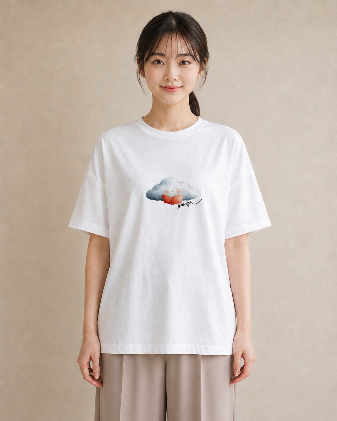 Tシャツ レディース 雲 星空 宇宙 イラスト カジュアル 買い物 夏コーデ 白T