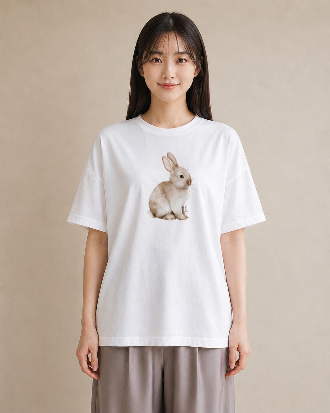 グラフィックTシャツ レディース うさちゃん ペット 動物 イラスト シンプル 旅行 母娘コーデ 白T