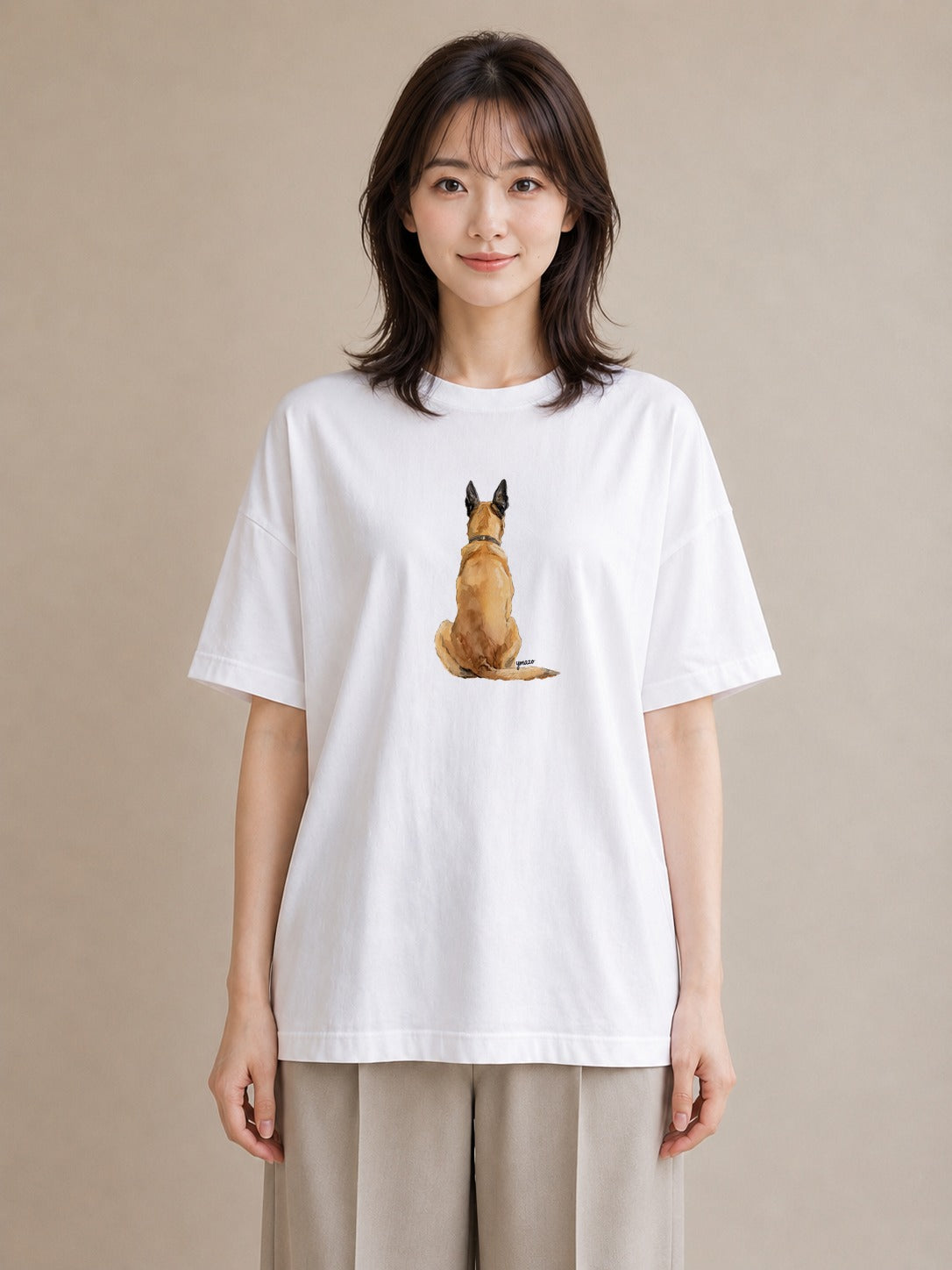 Tシャツ レディース いぬ 犬 ワンコ イラスト カジュアル 海 カフェ巡り 白T