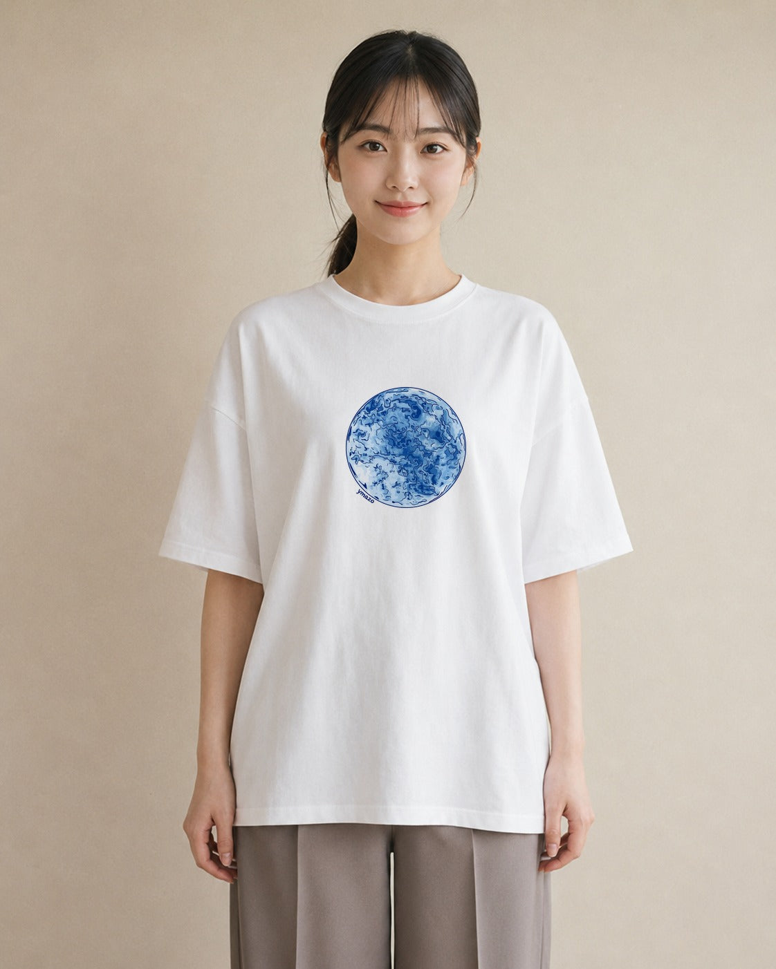 半袖Tシャツ レディース 水瓶座 星空 宇宙 イラスト 淡色 週末コーデ 敬老の日 白T