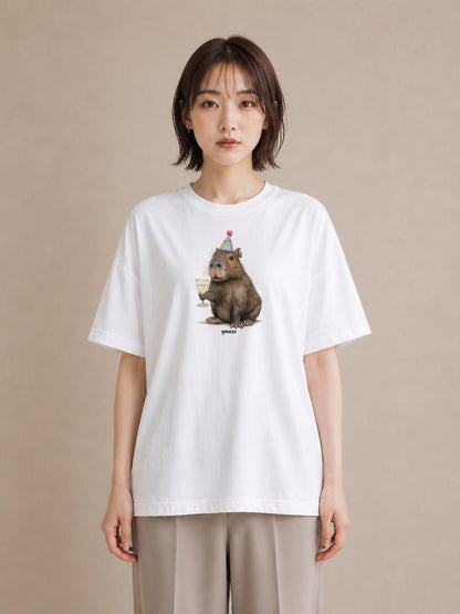 デザインTシャツ レディース デグー ペット 動物 イラスト ミニマル ペアコーデ 秋コーデ 白T
