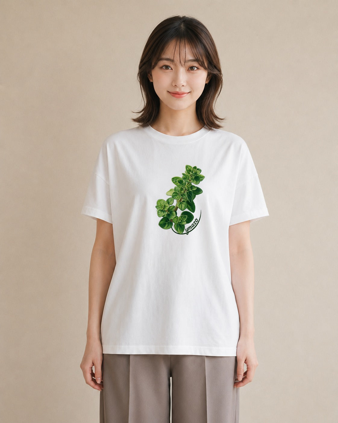 グラフィックTシャツ レディース ハーブ 植物 ボタニカル イラスト ユニーク 敬老の日 ホワイトデー 白T