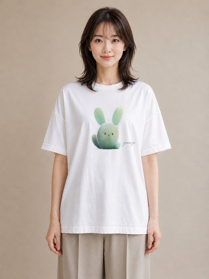 半袖Tシャツ レディース サボテン 植物 ボタニカル イラスト ナチュラル 誕生日プレゼント 綿100 白T