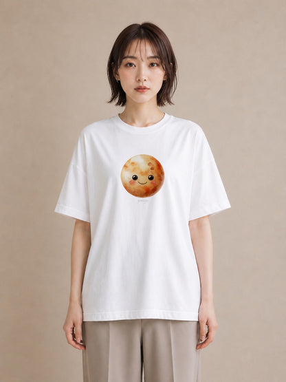 プリントTシャツ レディース 満月 星空 宇宙 イラスト ゆるコーデ 週末コーデ 敬老の日 白T