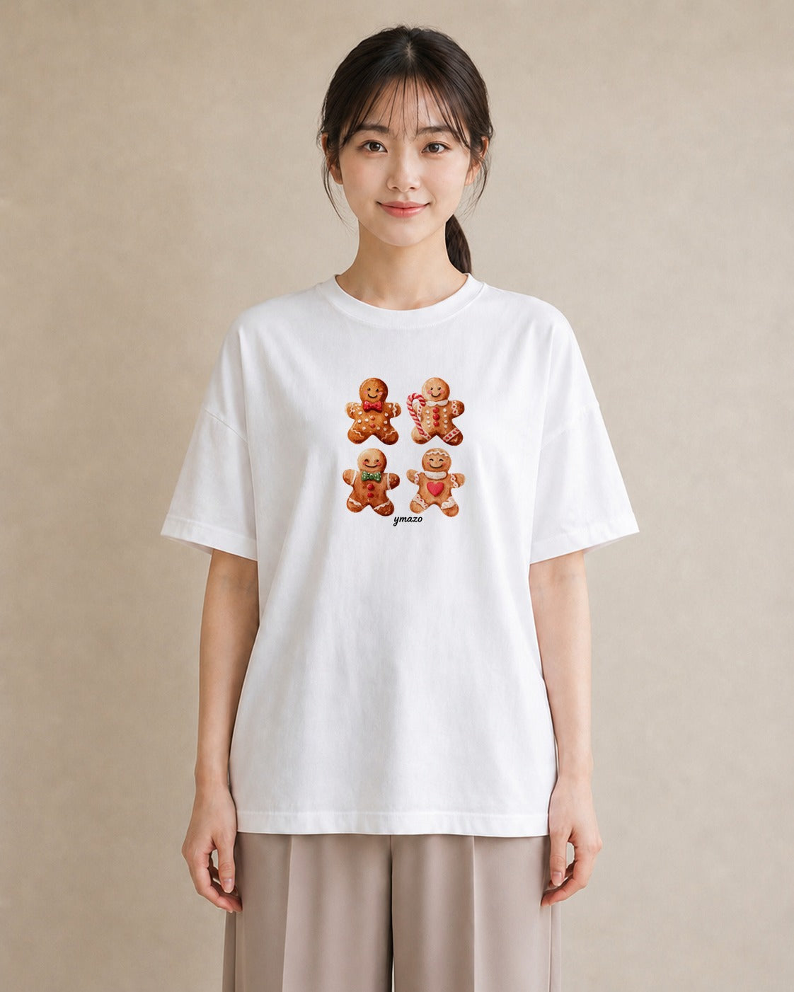 半袖Tシャツ レディース クッキー 食べ物 フード イラスト ミニマル 旅行用 海 白T