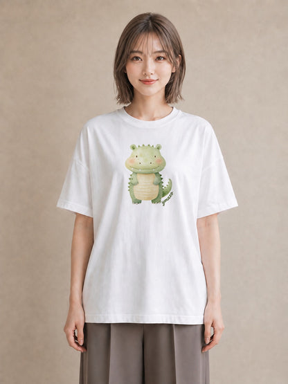 グラフィックTシャツ レディース ヤモリ ペット 動物 イラスト ボタニカル 在宅 公園 白T