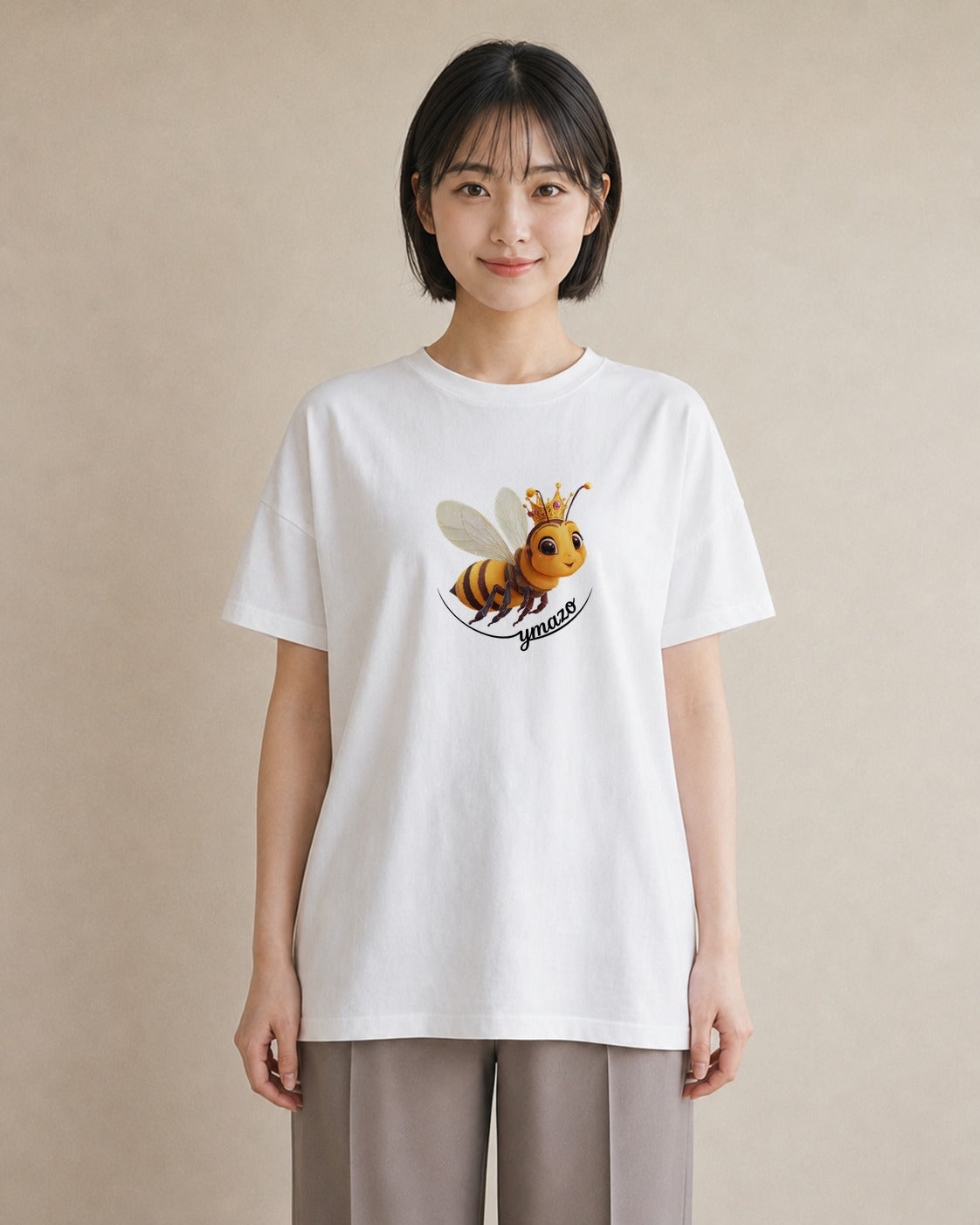 グラフィックTシャツ レディース みつばち 昆虫 虫 イラスト カフェコーデ 在宅 公園 白T