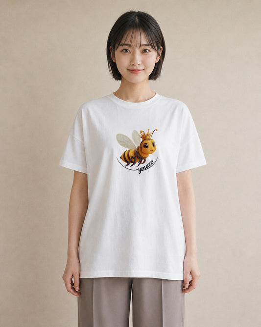 グラフィックTシャツ レディース みつばち 昆虫 虫 イラスト カフェコーデ 在宅 公園 白T