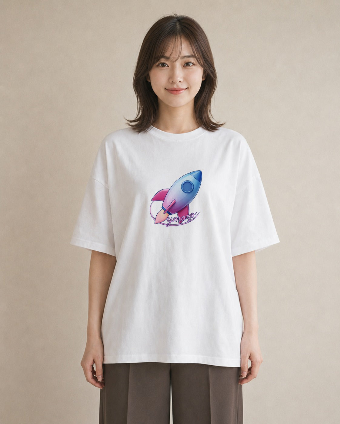 デザインTシャツ レディース ロケット 星空 宇宙 イラスト シック ギフト 母の日 白T