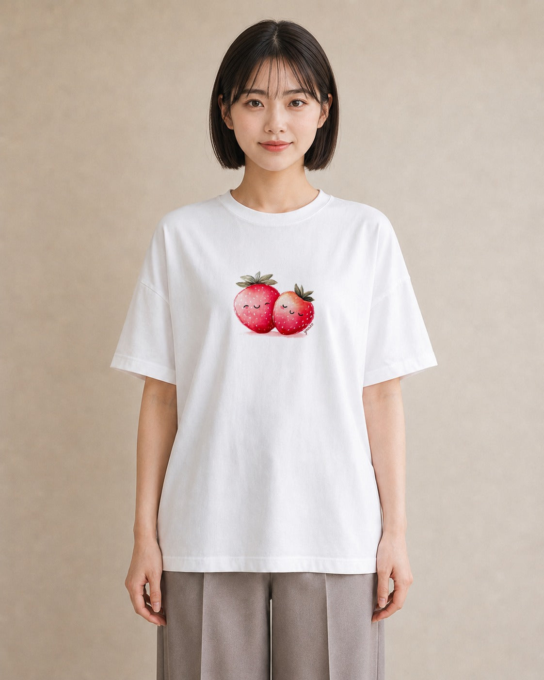 デザインTシャツ レディース ショートケーキ 食べ物 フード イラスト 抜け感 旅行用 海 白T