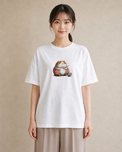 グラフィックTシャツ レディース スコティッシュフォールド 猫 ねこ イラスト 休日コーデ カフェ服 クリスマス 白T