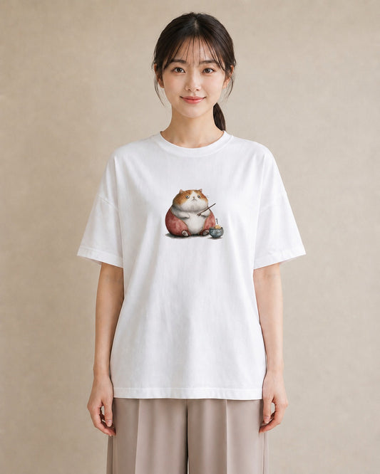 グラフィックTシャツ レディース スコティッシュフォールド 猫 ねこ イラスト 休日コーデ カフェ服 クリスマス 白T
