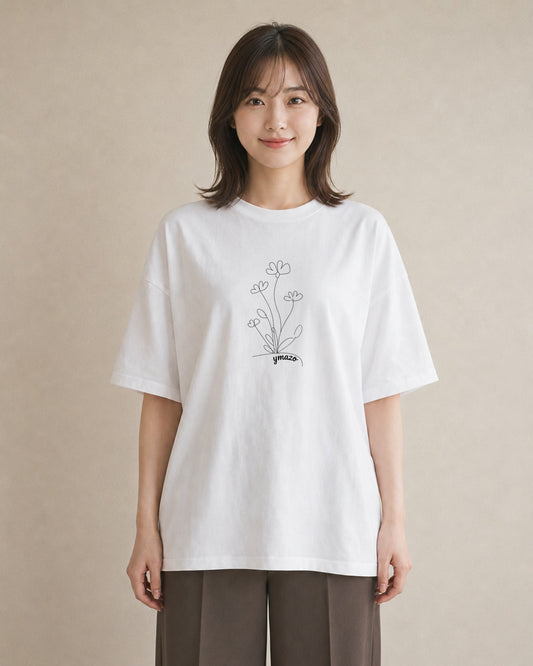 Tシャツ レディース 小花 花 フラワー イラスト 水彩風 母の日 ビーチ 白T