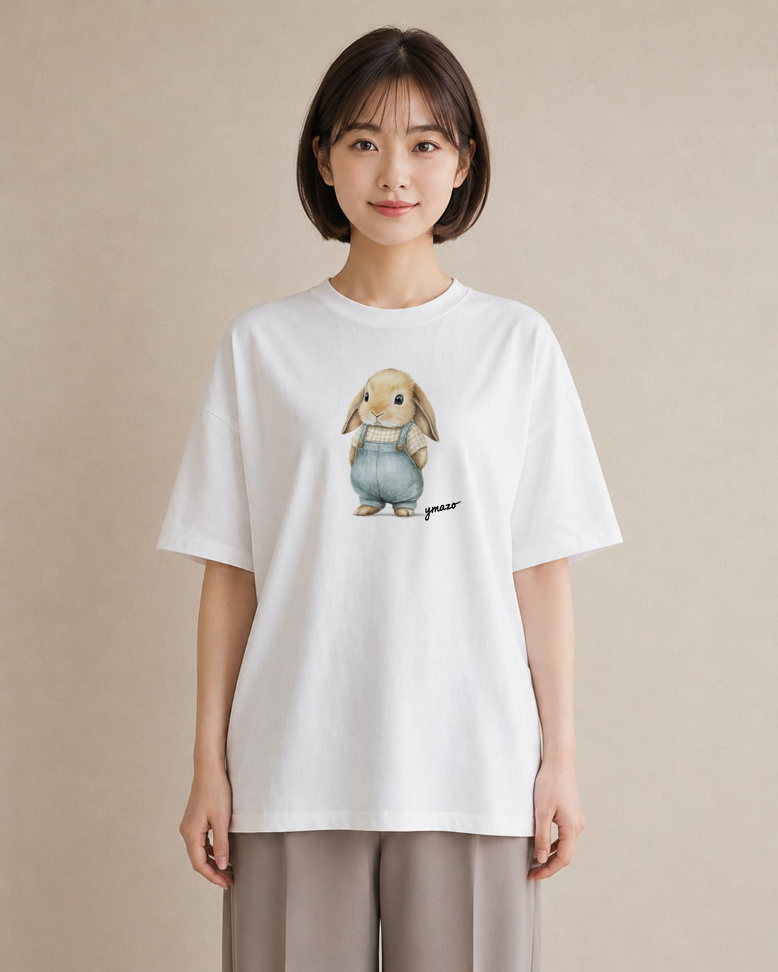 グラフィックTシャツ レディース うさぎ ウサギ ラビット ペット 動物 イラスト レトロ カフェ服 クリスマス 白T