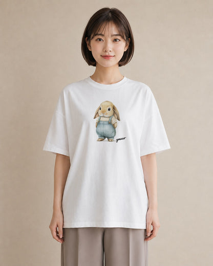 グラフィックTシャツ レディース うさぎ ウサギ ラビット ペット 動物 イラスト レトロ カフェ服 クリスマス 白T