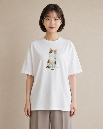 デザインTシャツ レディース マンチカン 猫 ねこ イラスト 水彩風 敬老の日 ホワイトデー 白T