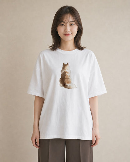 半袖Tシャツ レディース 肉球 猫 ねこ イラスト レトロ 帰省 ラフ 白T