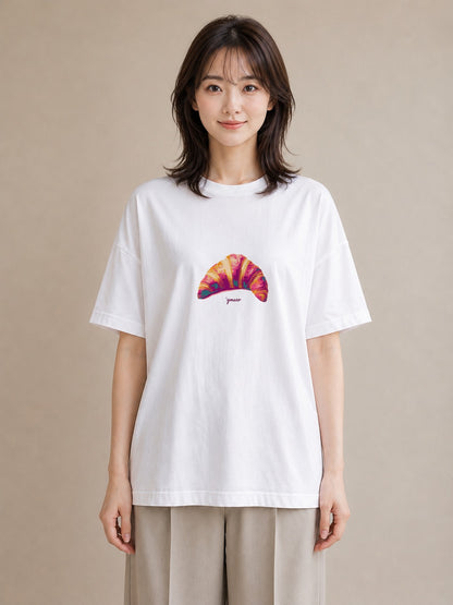 デザインTシャツ レディース パン ベーカリー レトロ イラスト ヴィンテージ風 自分用 ルームウェア 白T