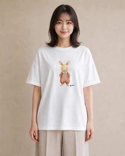 プリントTシャツ レディース うさちゃん ペット 動物 イラスト 可愛い ホワイトデー 春服 白T