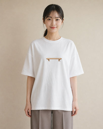 Tシャツ レディース 小川 橋 せせらぎ ナチュラル アンティーク イラスト 買い物 夏コーデ 白T
