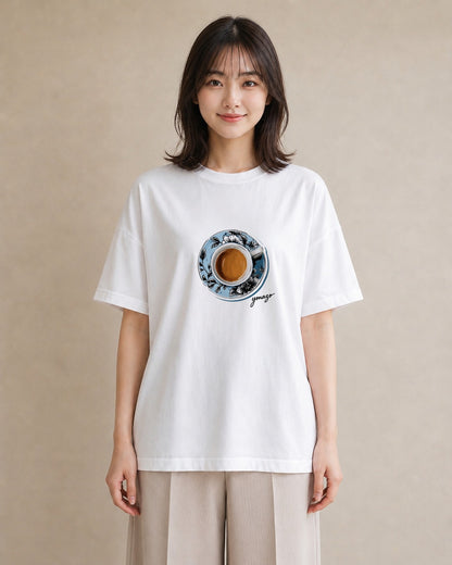 グラフィックTシャツ レディース 抹茶 食べ物 フード イラスト ボタニカル ママ カフェ服 白T
