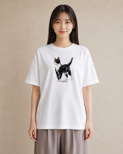 半袖Tシャツ レディース 猫 ねこ イラスト 普段使い 旅行 母娘コーデ 白T