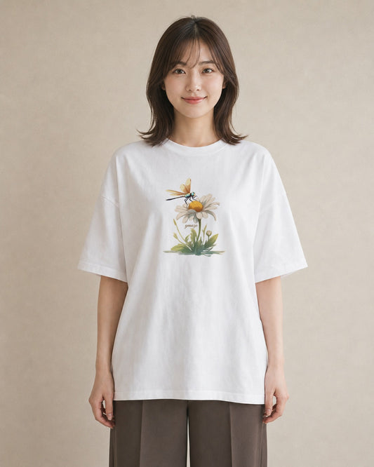 デザインTシャツ レディース とんぼ 昆虫 虫 イラスト きれいめ 公園 ママ 白T